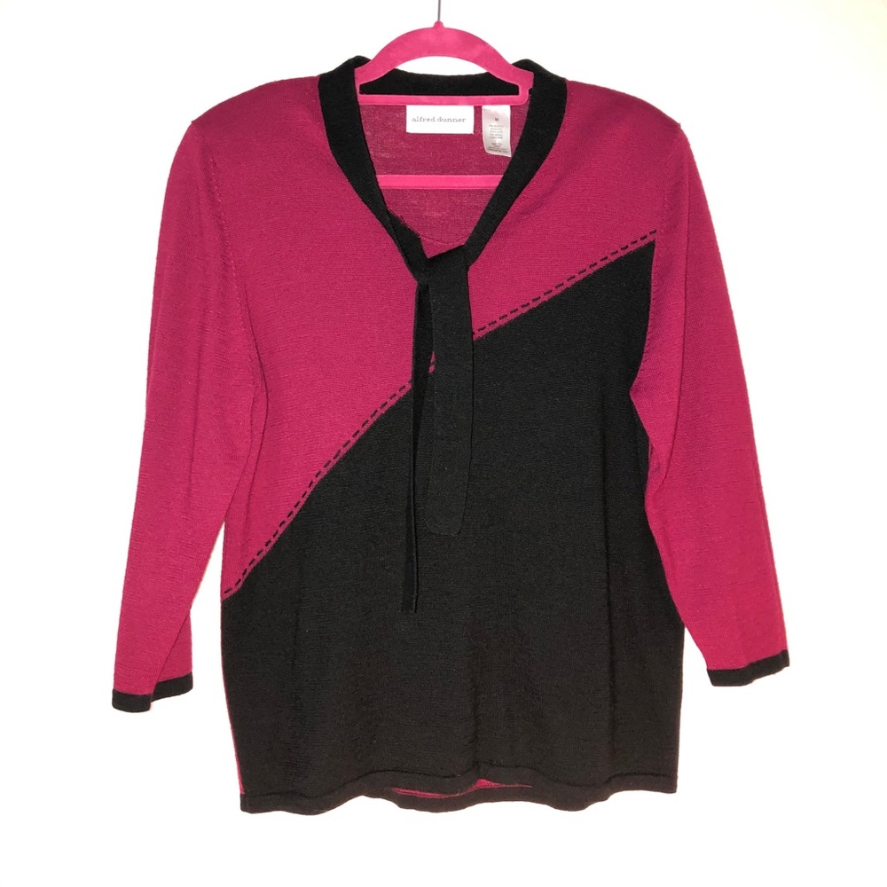 Alfred Dunner Magenta/Black Sweater Sz M